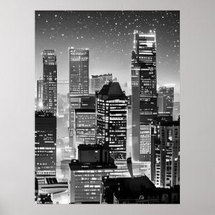 Poster Manhattan sob as estrelas em preto e branco