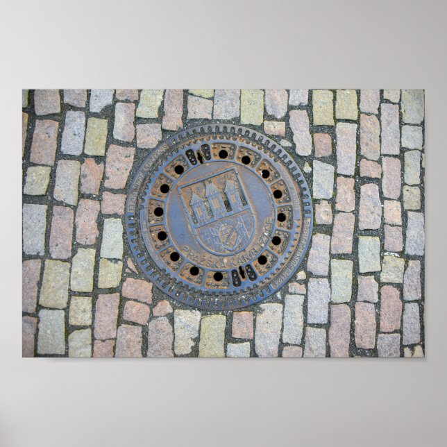 Poster Manhole Cobrir, Castelo de Praga, República Checa (Frente)