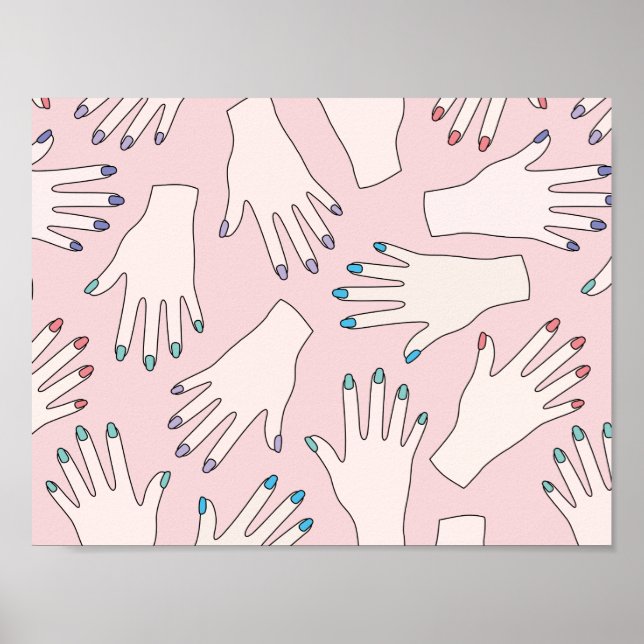 Poster Manicured Hands Nail Studio Pink Pastel Padrão (Frente)