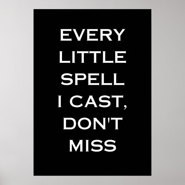 Poster Manifestação Magia Citação Preta, Design Minimalis (Frente)