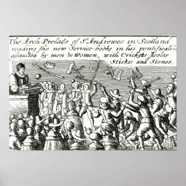 Pôster Manifestantes em Edimburgo, 1637 (Frente)