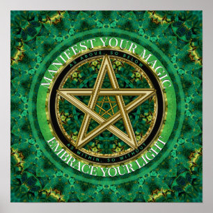 Poster Manifeste Sua Natureza de Pentáculo Dourado Mágico