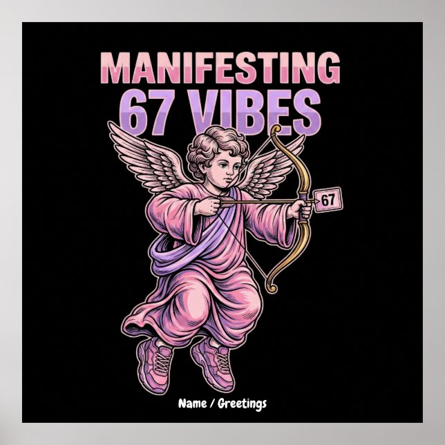 Poster Manifesting 67 Vibes Streetwear Cupid Vintage 90s  (Frente)