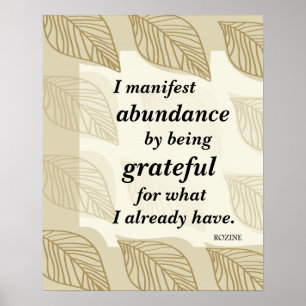 Poster Manifesto Abundância Por Ser Uma Afirmação Grata
