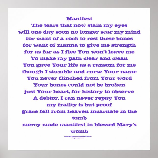 Pôster Manifesto (uma oração) (Frente)