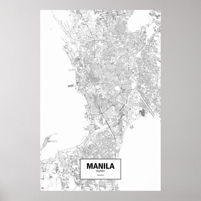 Pôster Manila, Filipinas (preto no branco) (Frente)