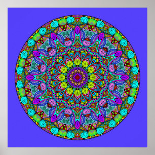 Poster Manipular a pintura Mandala Relógio Face 4