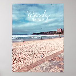 Poster Manly Beach retro Austrália viagem