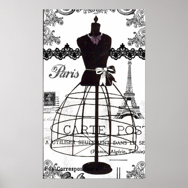 Poster Mannequin da Moda Black White Paris (Frente)