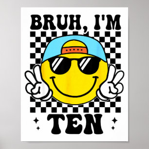 Poster Mano Eu Tenho Dez 10 Aniversário de 10 anos Groovy