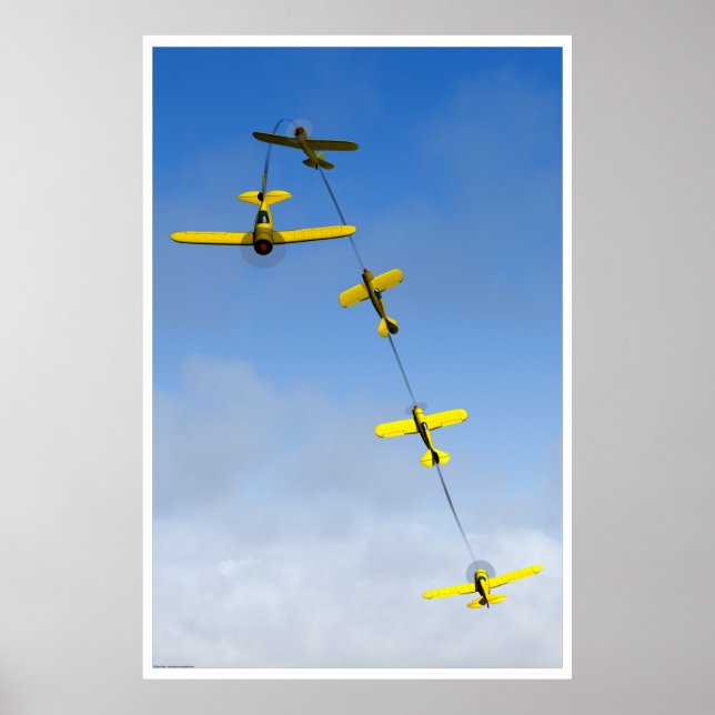 Poster Manobra aeróbica Chandelle com avião amarelo (Frente)