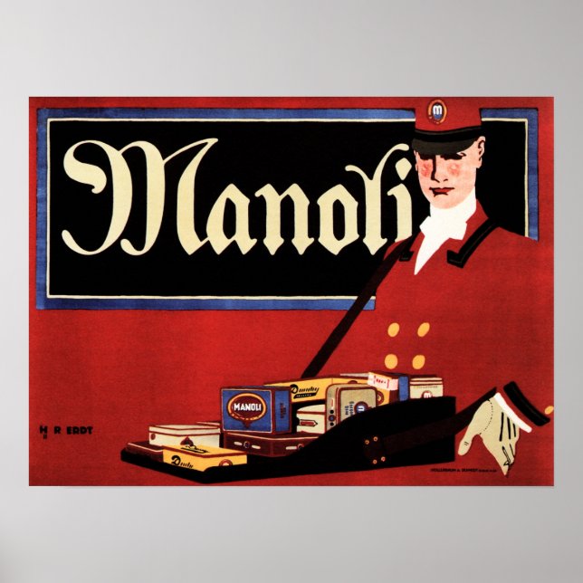Poster MANOLI Cigars Hans Rudi Erdt German Sachplakat (Frente)