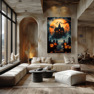 Poster Mansão Assombrada de Halloween com Abóboras Crania