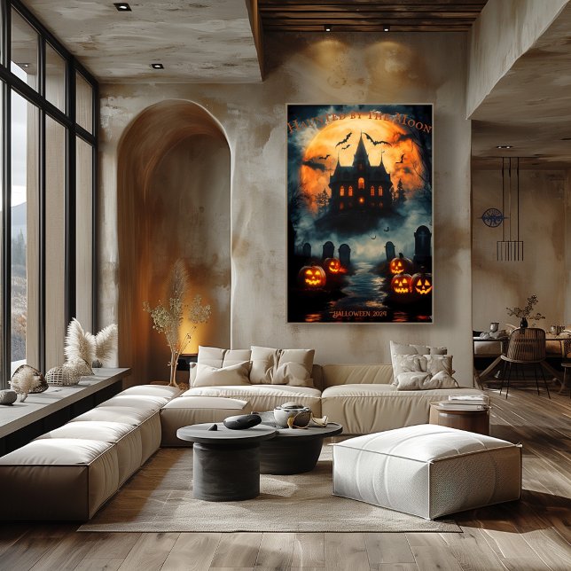 Poster Mansão Assombrada de Halloween com Abóboras Crania (Criador carregado)