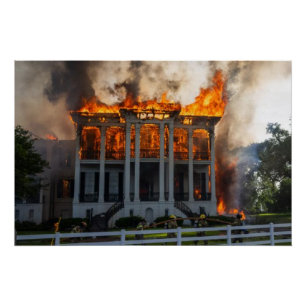 Pôster Mansão de Antebellum Incêndio erupta o recurso d