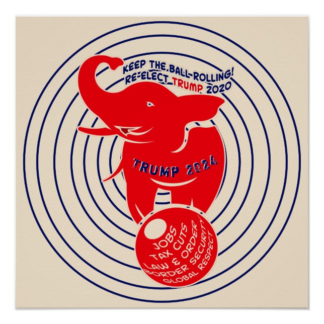 Pôster Mantenha A Bola Rolando Trump 2024 (Frente)