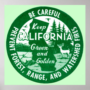 Poster Mantenha a Califórnia verde e Ouro