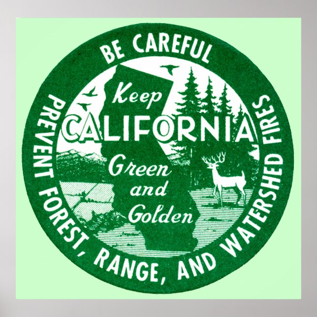 Poster Mantenha a Califórnia verde e Ouro (Frente)