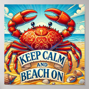 Poster Mantenha a calma e a praia ligadas