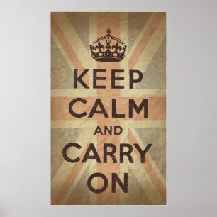 Poster Mantenha a calma e continue com bandeira BRITÂNIC