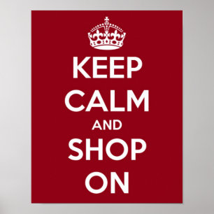 Poster Mantenha a Calma e Continue Comprando Vermelho