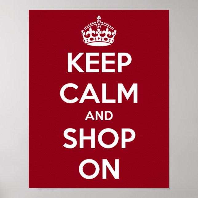 Poster Mantenha a Calma e Continue Comprando Vermelho (Frente)
