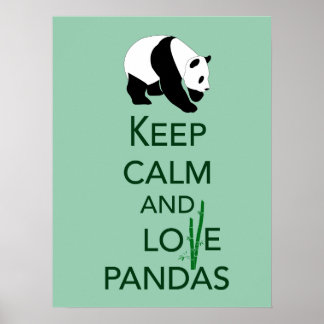 Pôster Mantenha a calma e o amor Pandas Fine Art Impressã