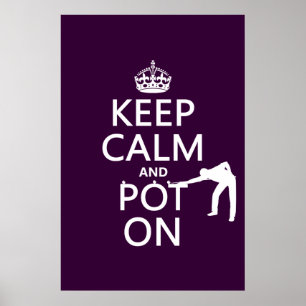 Pôster Mantenha a calma e o pote em (Snooker/piscina)