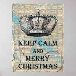 Pôster Mantenha a Calma e um Feliz Natal Arte da Coroa Vi