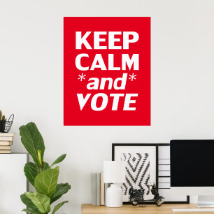 Poster "Mantenha a calma e vote" branco, vermelho