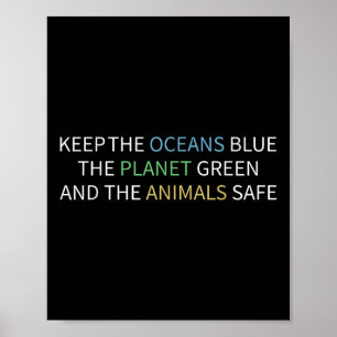 Poster Mantenha A Proteção Ambiental Azul Dos Oceanos,