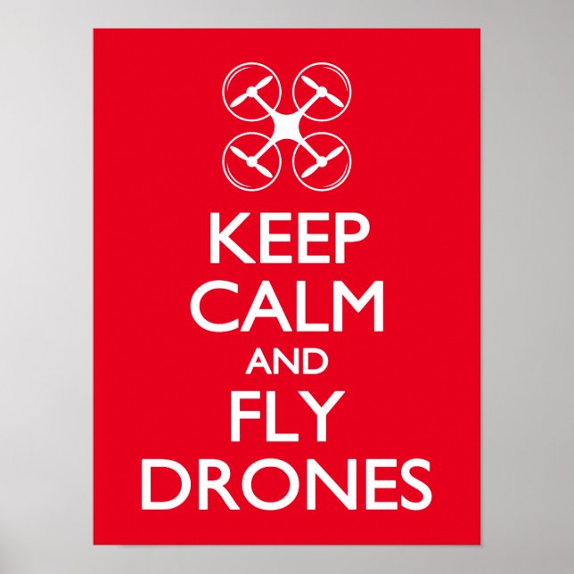 Poster Mantenha calma e voe drones (Frente)