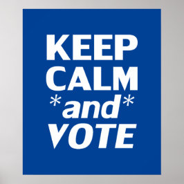 Poster "Mantenha calma e vote" branco, azul