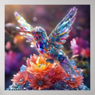 Poster Mantenha o design de cristal Hummingbird - design 