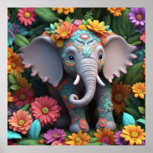 Poster Mantenha o design de elefante ou design