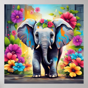 Poster Mantenha o design de elefante ou design