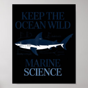 Poster Mantenha o oceano selvagem design de ciência marin