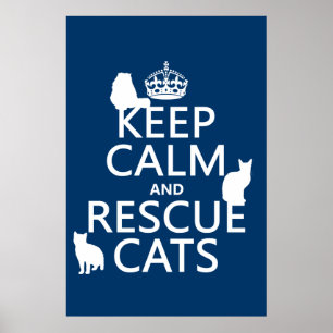 Poster Mantenha os gatos calmos e do salvamento (em