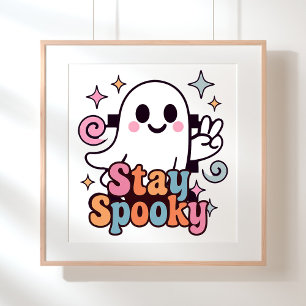 Poster Mantenha-se assustado, Fantasma Fantasma Retro Pas