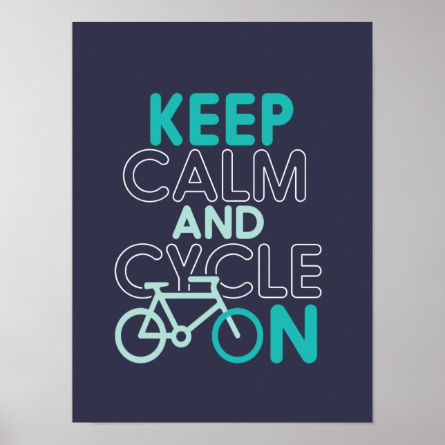 Poster Mantenha-se calmo e faça ciclismo engraçado para c (Frente)