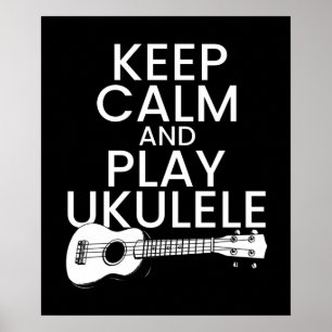 Poster Mantenha-se calmo e jogue Ukulele para o som da mú
