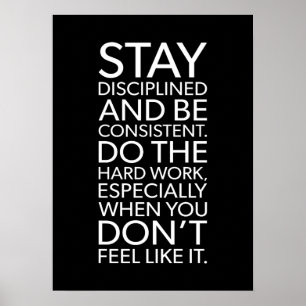 Poster Mantenha-se disciplinado e consistente - Gym, Hust