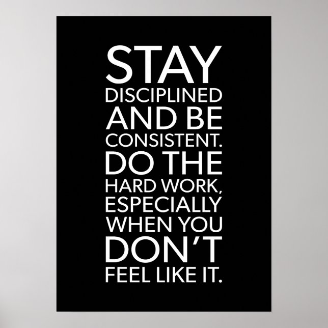 Poster Mantenha-se disciplinado e consistente - Gym, Hust (Frente)