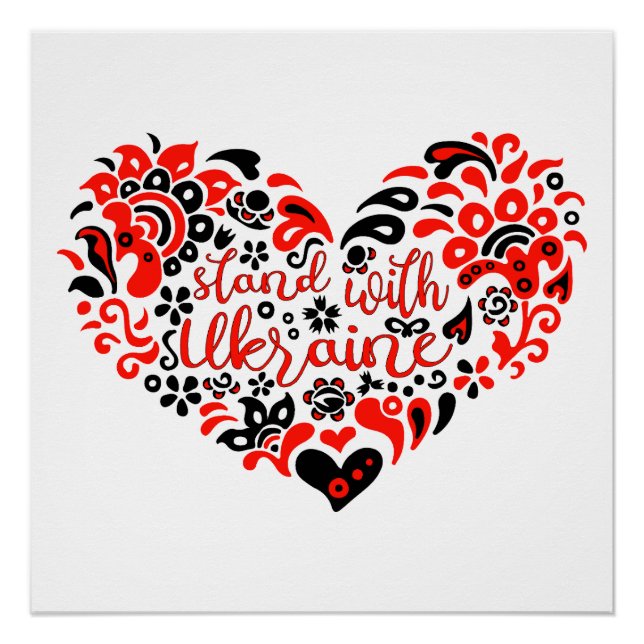 Pôster Mantenha-se firme com a Ucrânia, com as letras e o (Frente)
