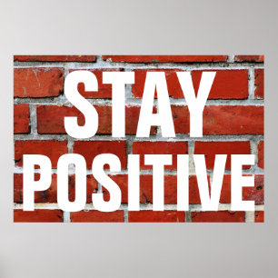 Pôster Mantenha-se Positivo - Bricks de Parede Vermelha M