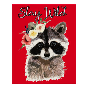 Pôster Mantenha-se Selvagem - Coroa de Flor Bonita Vestid