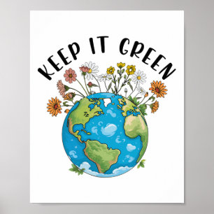 Poster Mantenha Verde Dia da Terra Professora Bonita Cria