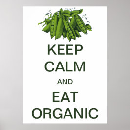 Poster Manter a Calma e Comer Ervilhas Orgânicas Vintage