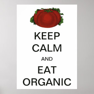 Poster Manter a Calma e Comer Tomate Orgânico Vintage