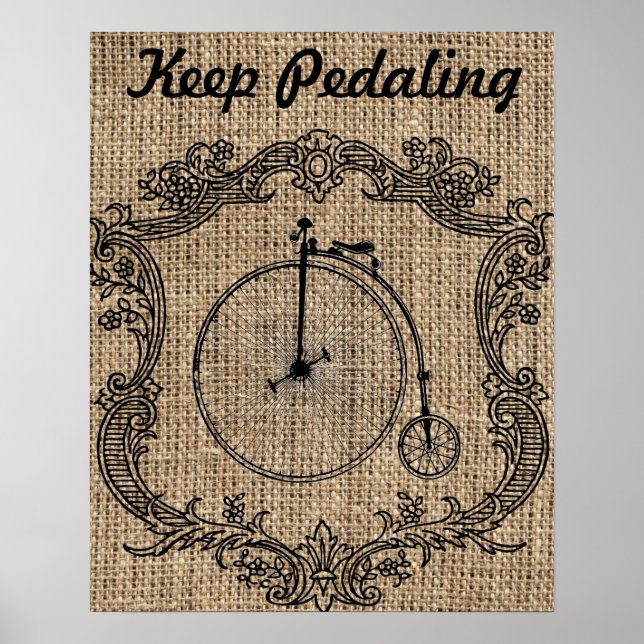 Poster Manter Bicicleta Vintage Pedalando (Frente)